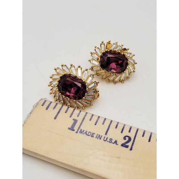 Christian Dior Authentic Amethyst Purple Gold Clip Earrings Missing Stones VTG - Picture 11 of 16